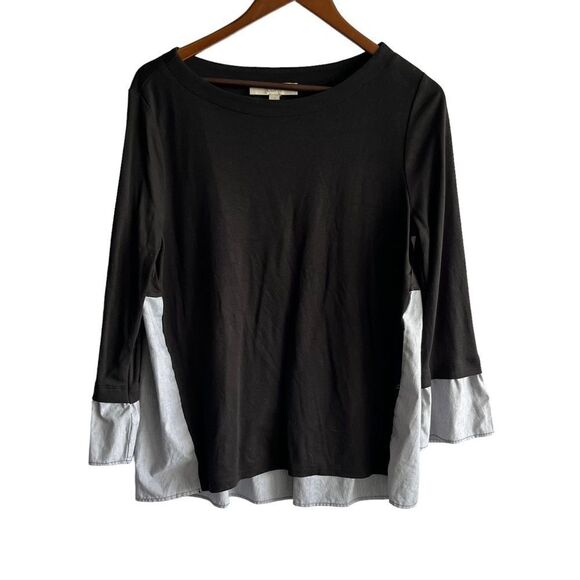 Women's Loft Black & White Long Sleeve Top - Picture 1 of 6